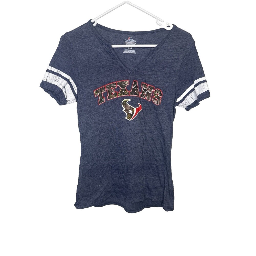 Houston Texans Womens Size M Blue Stripe Camo Graphic T Shirt Medium NFL Apparel